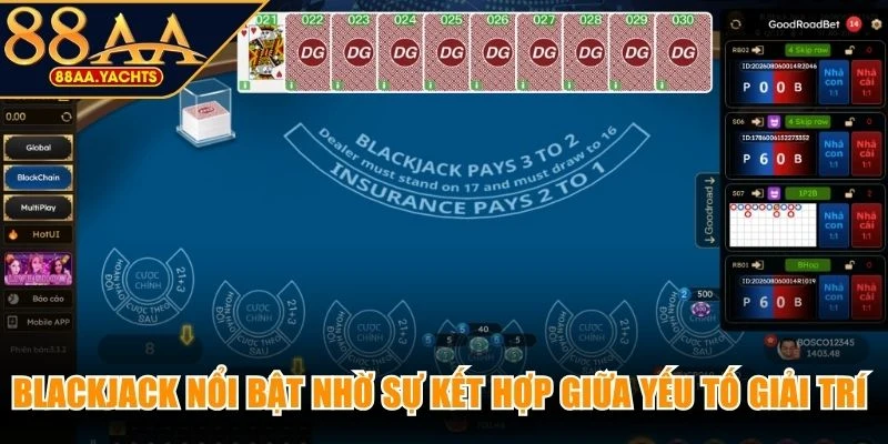 Blackjack nổi bật nhờ sự kết hợp giữa yếu tố giải trí và khả năng tính toán