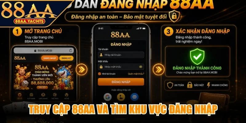 Truy cập 88AA và tìm khu vực đăng nhập
